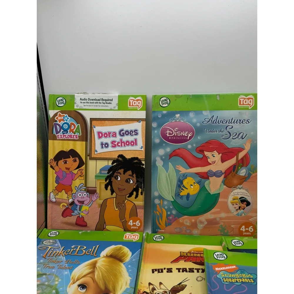 LeapFrog Tag Reading System Book Lot Disney SpongeBob Dora Kung Fu Panda 7 Books
